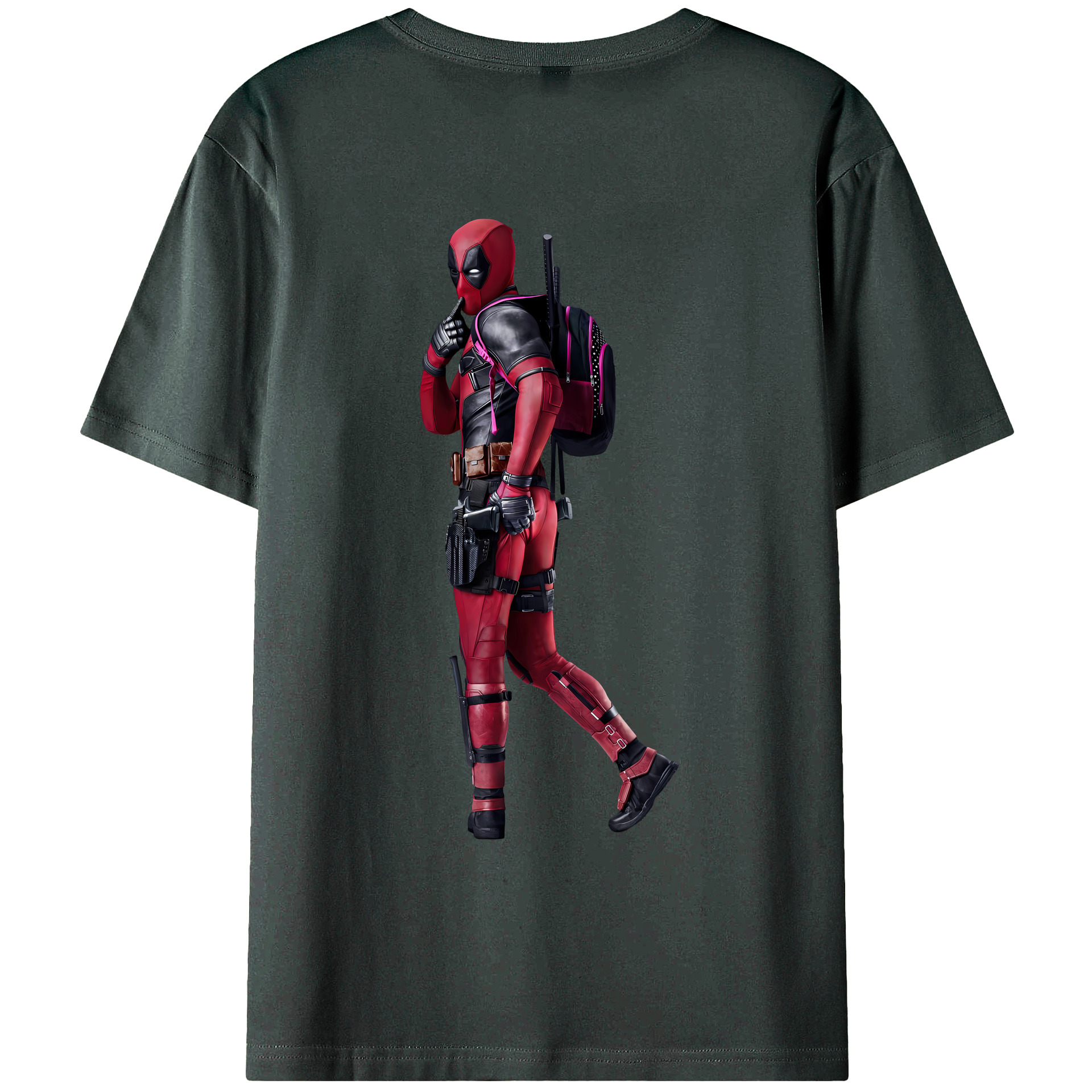 （画像用） Deadpool デッドプール 綿100％ メンズ半袖Tシャツ（バックプリント） 通気性